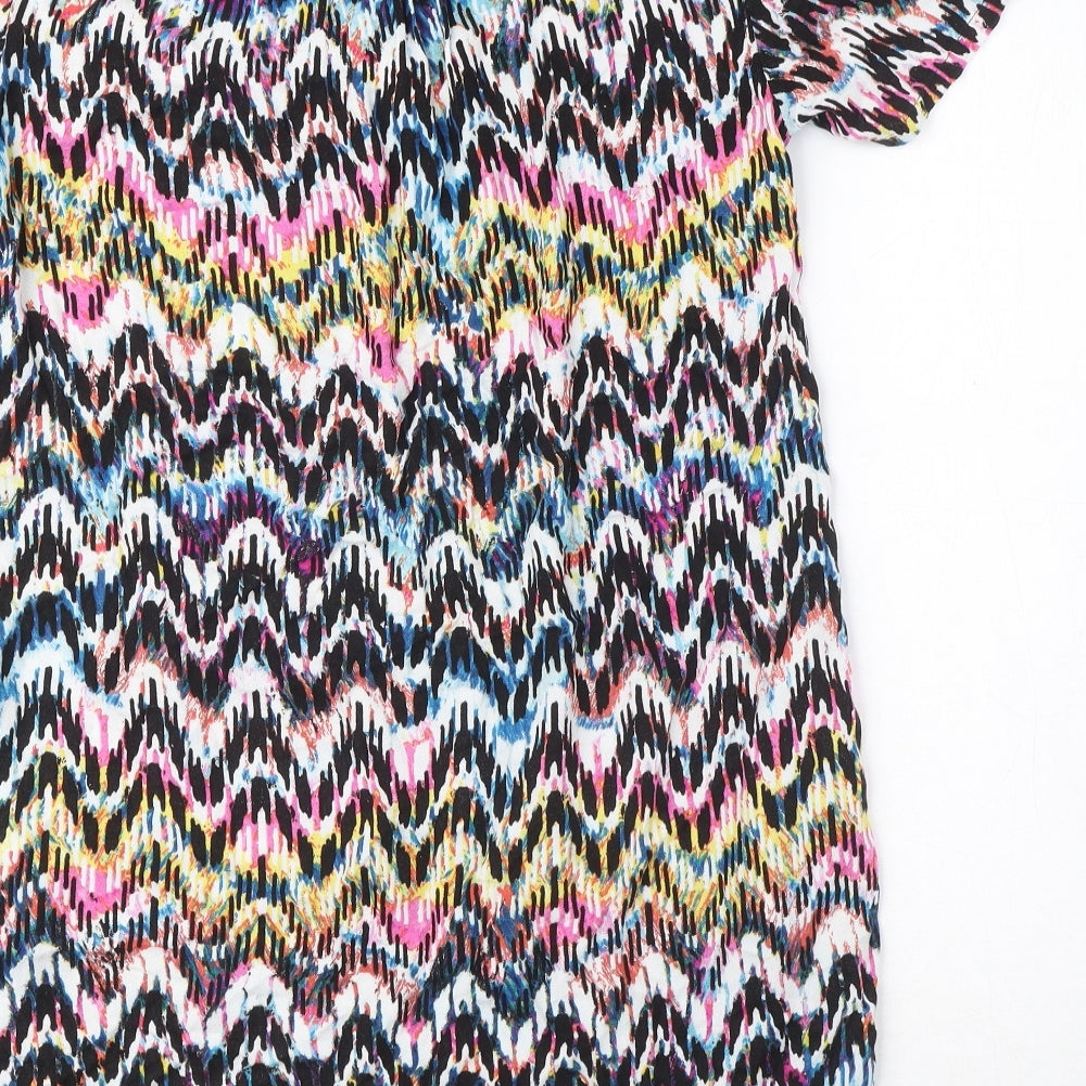 Warehouse Womens Multicoloured Geometric Polyester A-Line Size 12 V-Neck Pullover