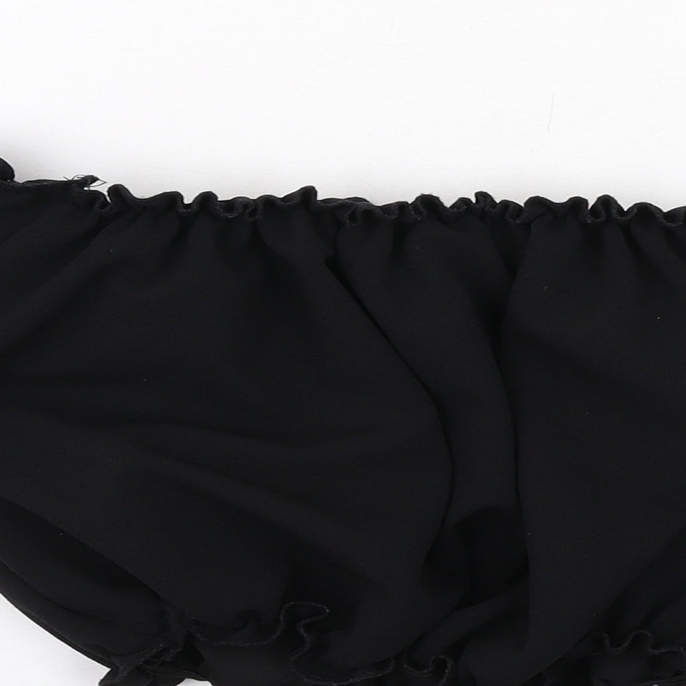 New Look Womens Black Polyester Cropped Blouse Size 6 Off the Shoulder