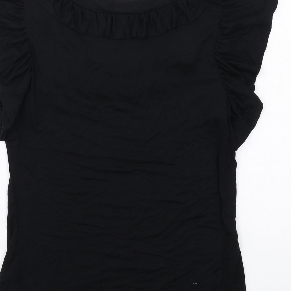 Betty Jackson Womens Black Viscose Basic T-Shirt Size 8 Round Neck