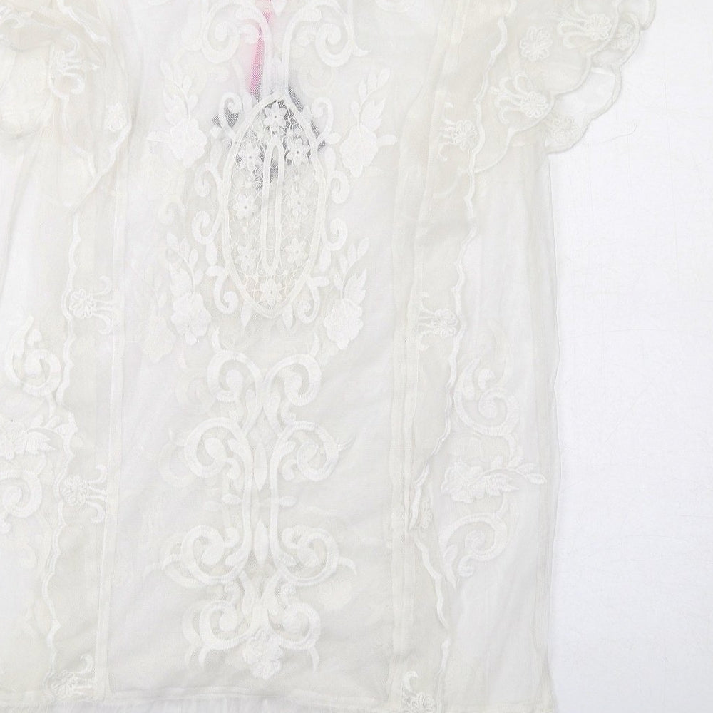 Very Womens White Polyester T-Shirt Dress Size 10 Round Neck Pullover