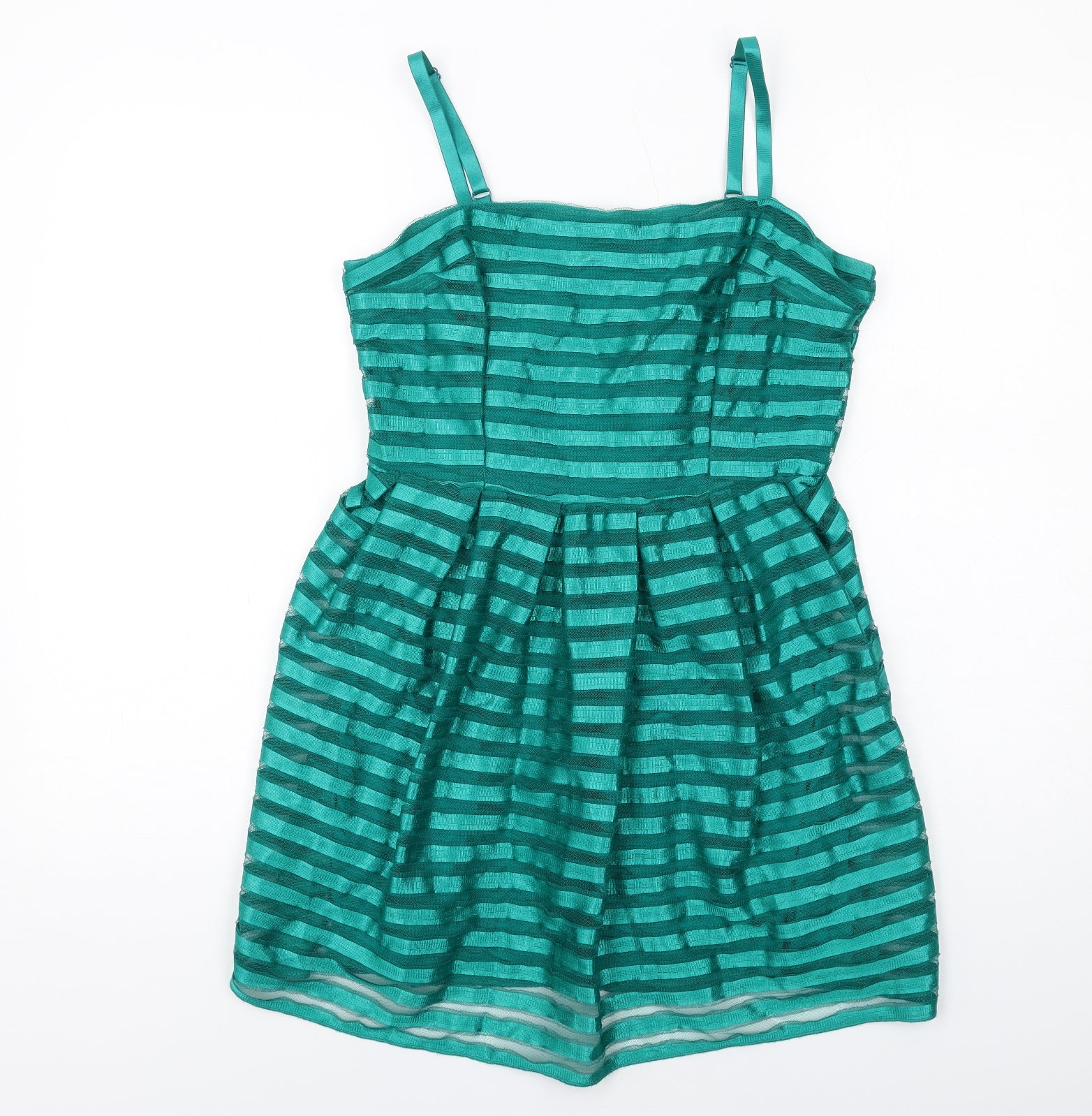 h&m green striped dress NWT H&M High Neck Sleeveless Striped Satin Olive Green Belted Dress ~ Size 6