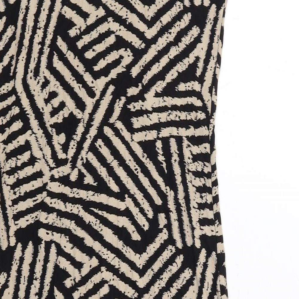 Apricot Womens Black Geometric Viscose Pencil Dress Size 12 Crew Neck Pullover