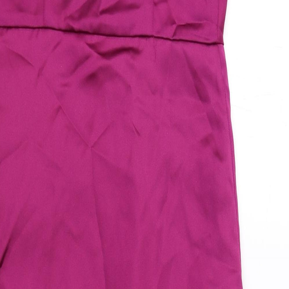 Zara Womens Purple Polyester Slip Dress Size M Square Neck Zip