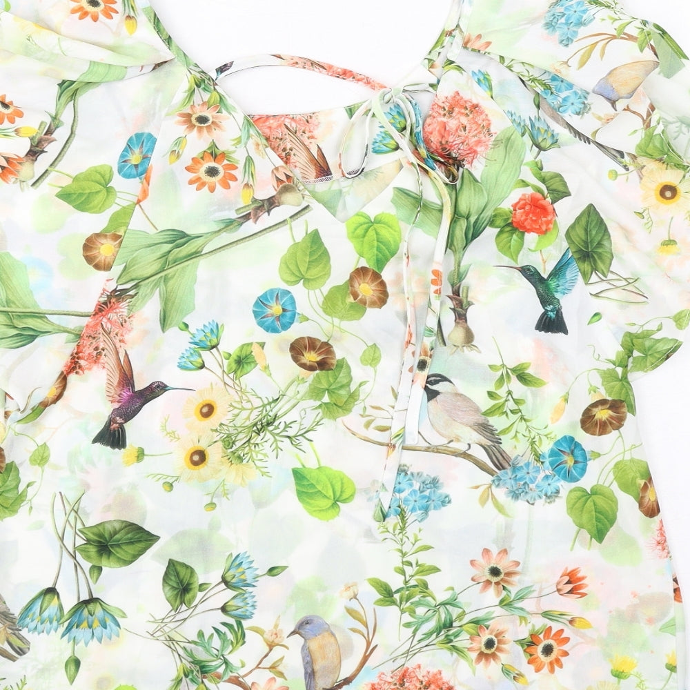 Holly Bracken Womens Multicoloured Floral Polyester Basic Blouse Size S Round Neck
