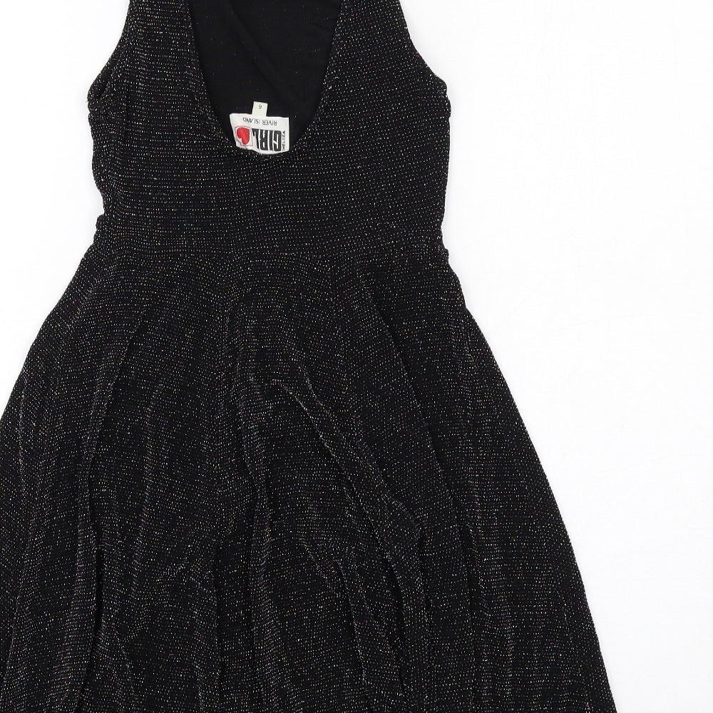 River Island Womens Black Polyester Fit & Flare Size 6 Scoop Neck Pullover