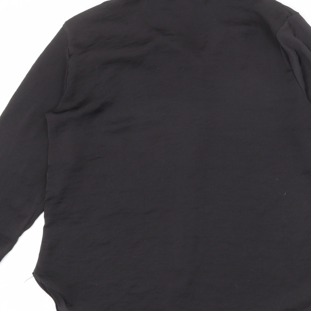River Island Womens Black Polyester Basic Button-Up Size 10 Collared