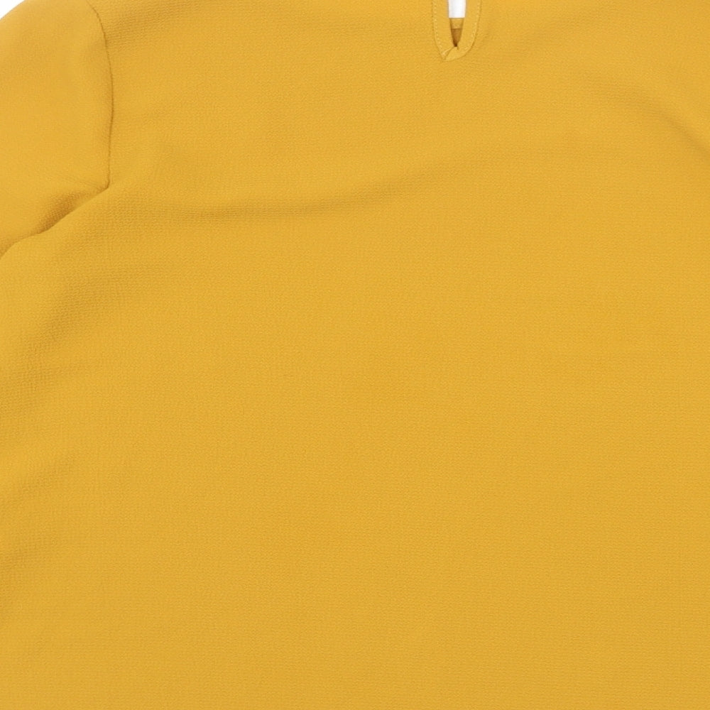 New Look Womens Orange Polyester Basic Blouse Size 8 Round Neck