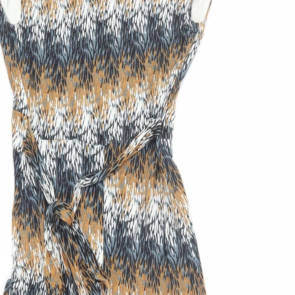 Monsoon Womens Multicoloured Geometric Viscose A-Line Size 8 V-Neck Pullover