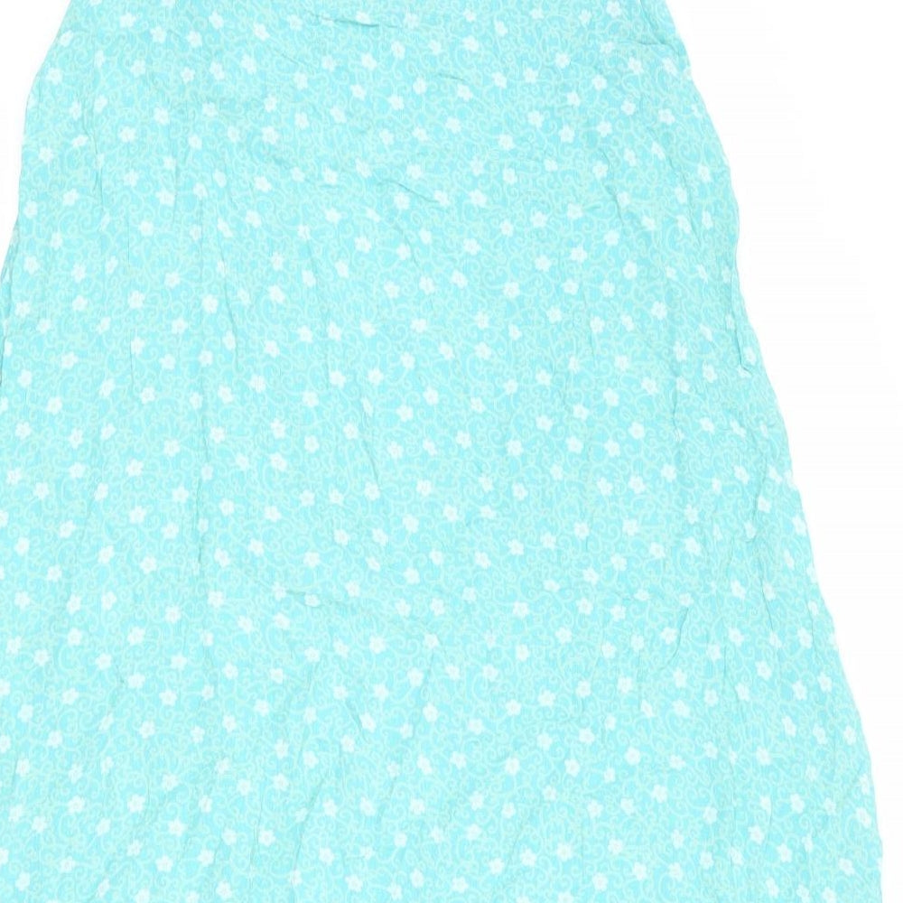 Warehouse Womens Blue Floral Viscose A-Line Skirt Size 30 in Button