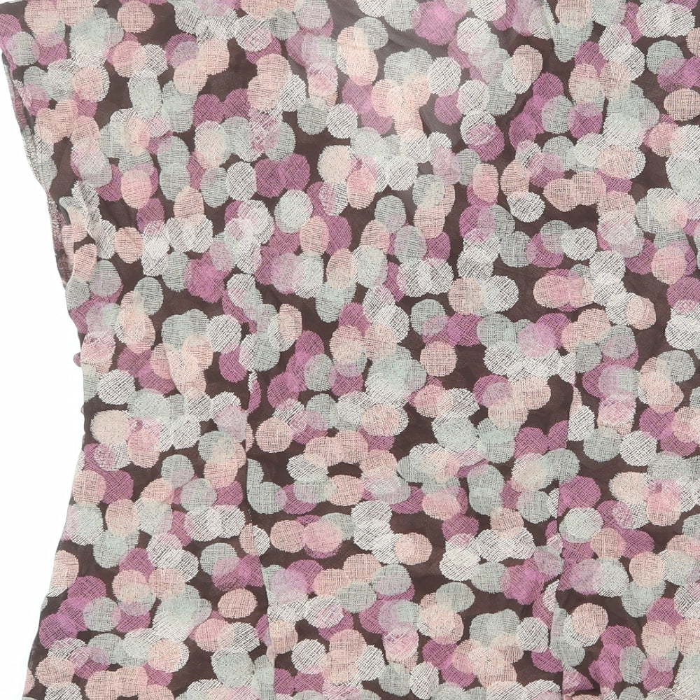Marks & Spencer Womens Multicoloured Geometric Viscose Basic Blouse Size 12 V-Neck