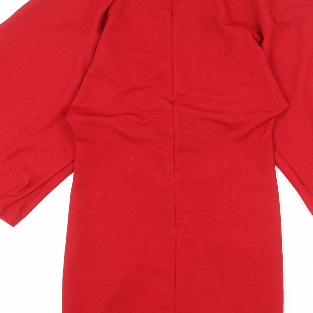 Quiz Womens Red Polyester A-Line Size 10 V-Neck Pullover - Twist Detail