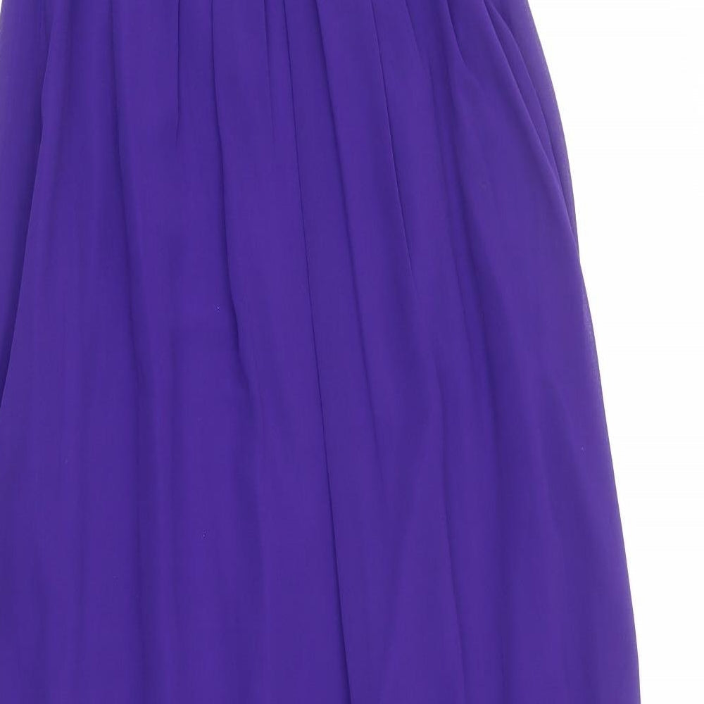 Debut Womens Purple Polyester Ball Gown Size 14 Off the Shoulder Zip - Detachable straps included