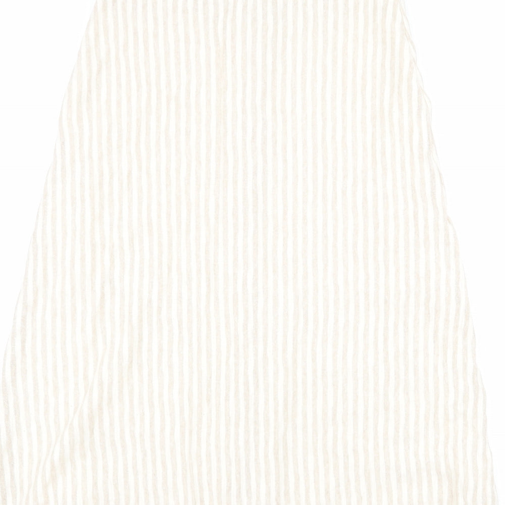 Stradivarius Womens Beige Striped Viscose A-Line Skirt Size L Button