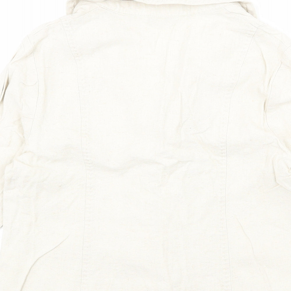 EWM Womens Beige Jacket Blazer Size 14 Button