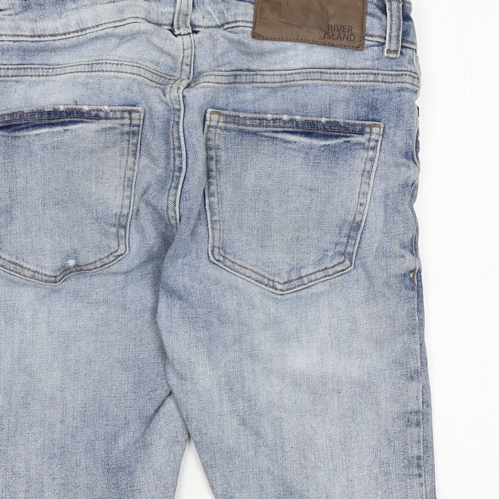 River Island Womens Blue Cotton Chino Shorts Size 26 in L9 in Regular Zip
