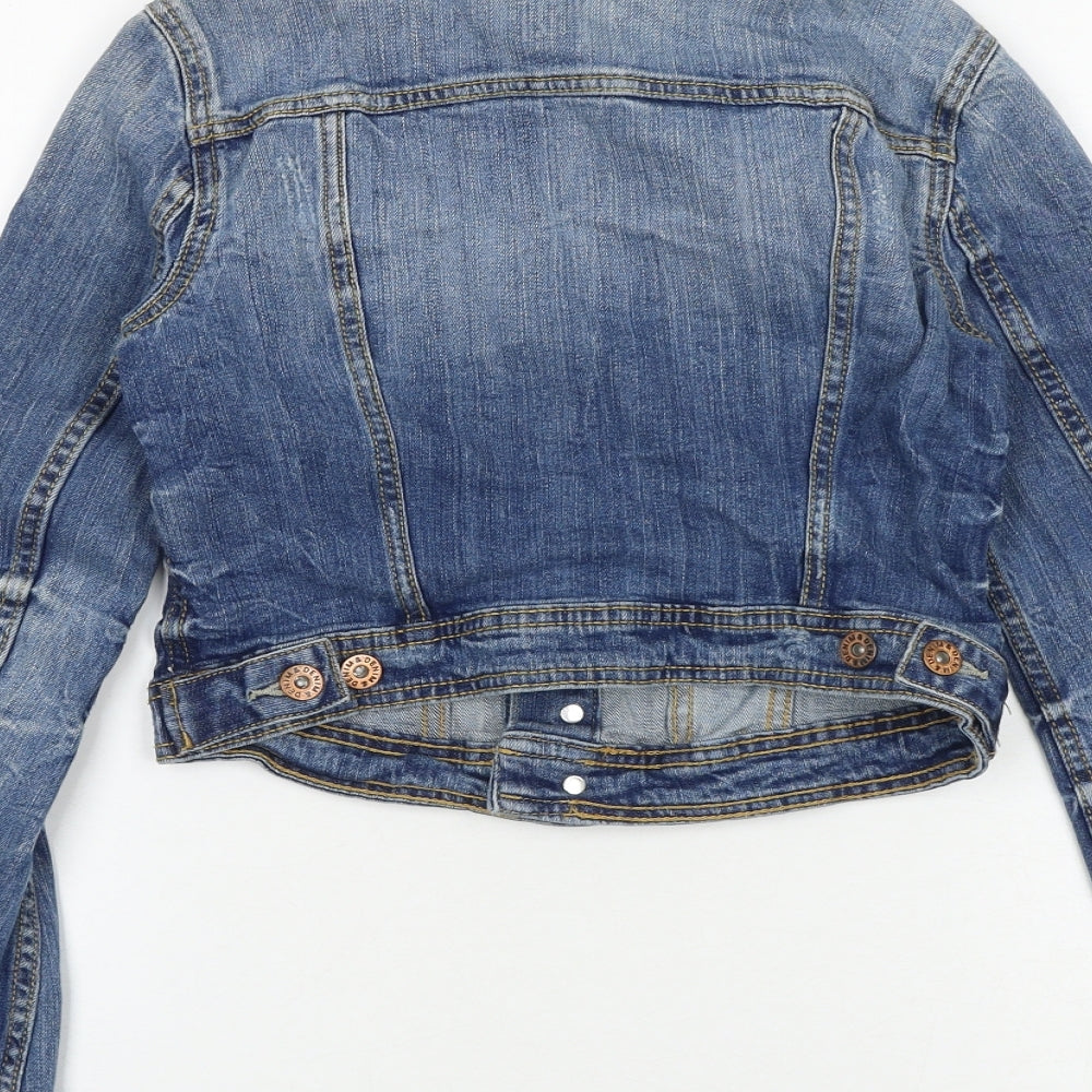 H&M Womens Blue Jacket Size 6 Button
