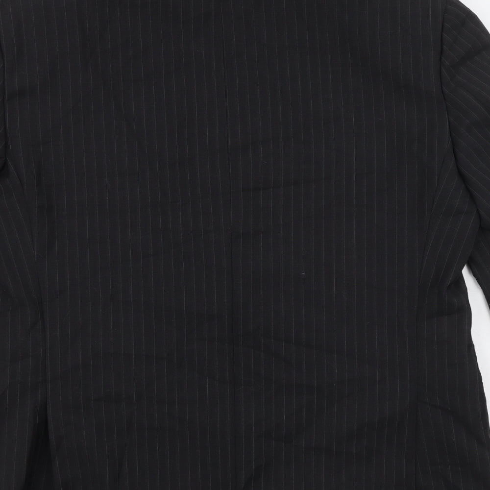 Marks & Spencer Mens Black Striped Polyester Jacket Suit Jacket Size 42 Regular