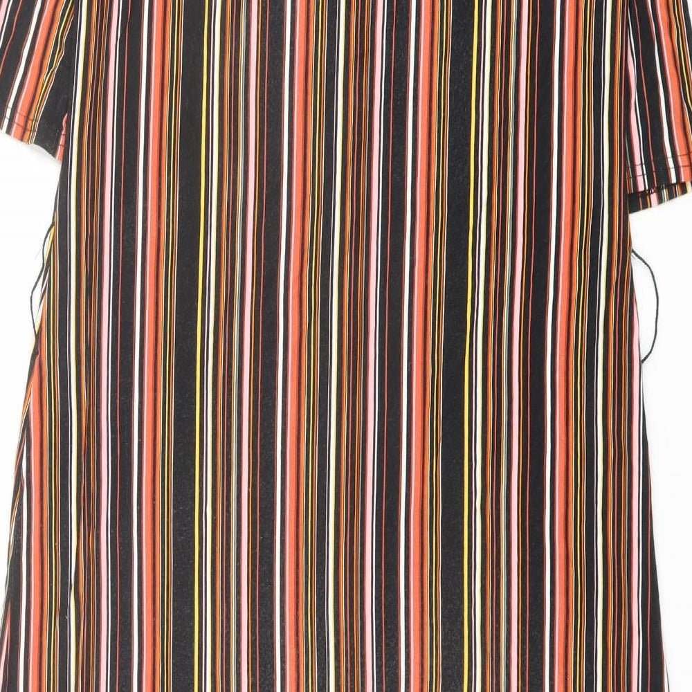 Warehouse Womens Multicoloured Striped Viscose Shift Size 12 Boat Neck Pullover