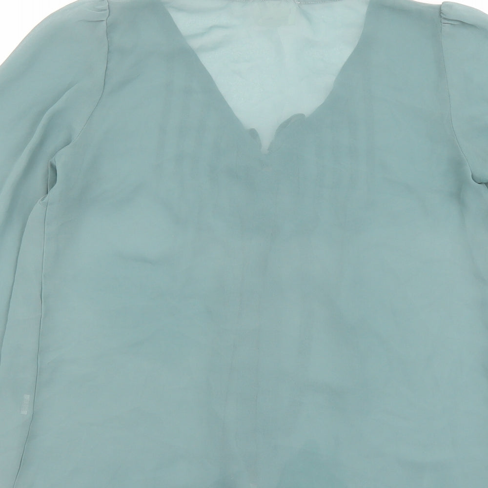 Pins & Needles Womens Green Polyester Basic Blouse Size S V-Neck