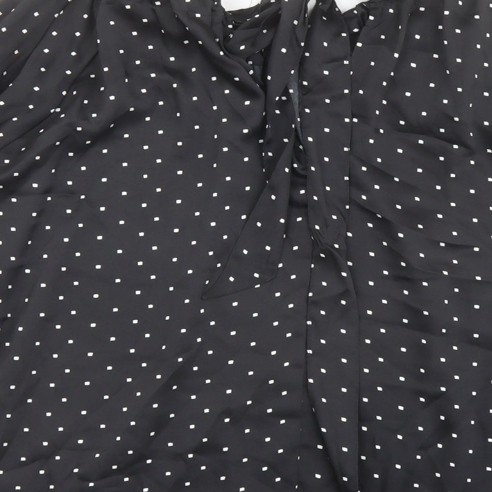 Marks & Spencer Womens Black Geometric Polyester Basic Blouse Size 12 Round Neck