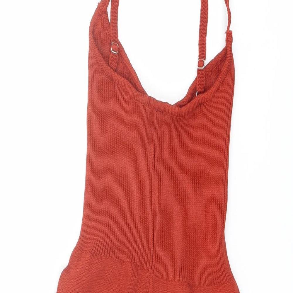 Ruve Womens Red Acrylic Bodysuit One-Piece Size M Pullover
