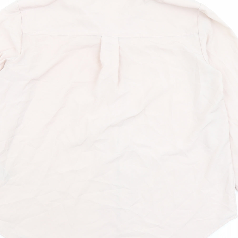 H&M Womens Pink Polyester Basic Button-Up Size 6 Collared