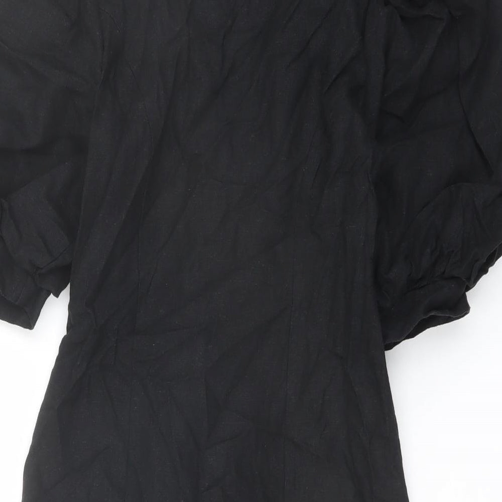 ASOS Womens Black Polyester Jacket Dress Size 6 V-Neck Button
