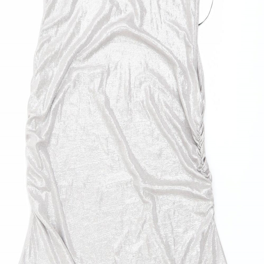 H&M Womens Grey Polyester A-Line Size M Boat Neck Pullover