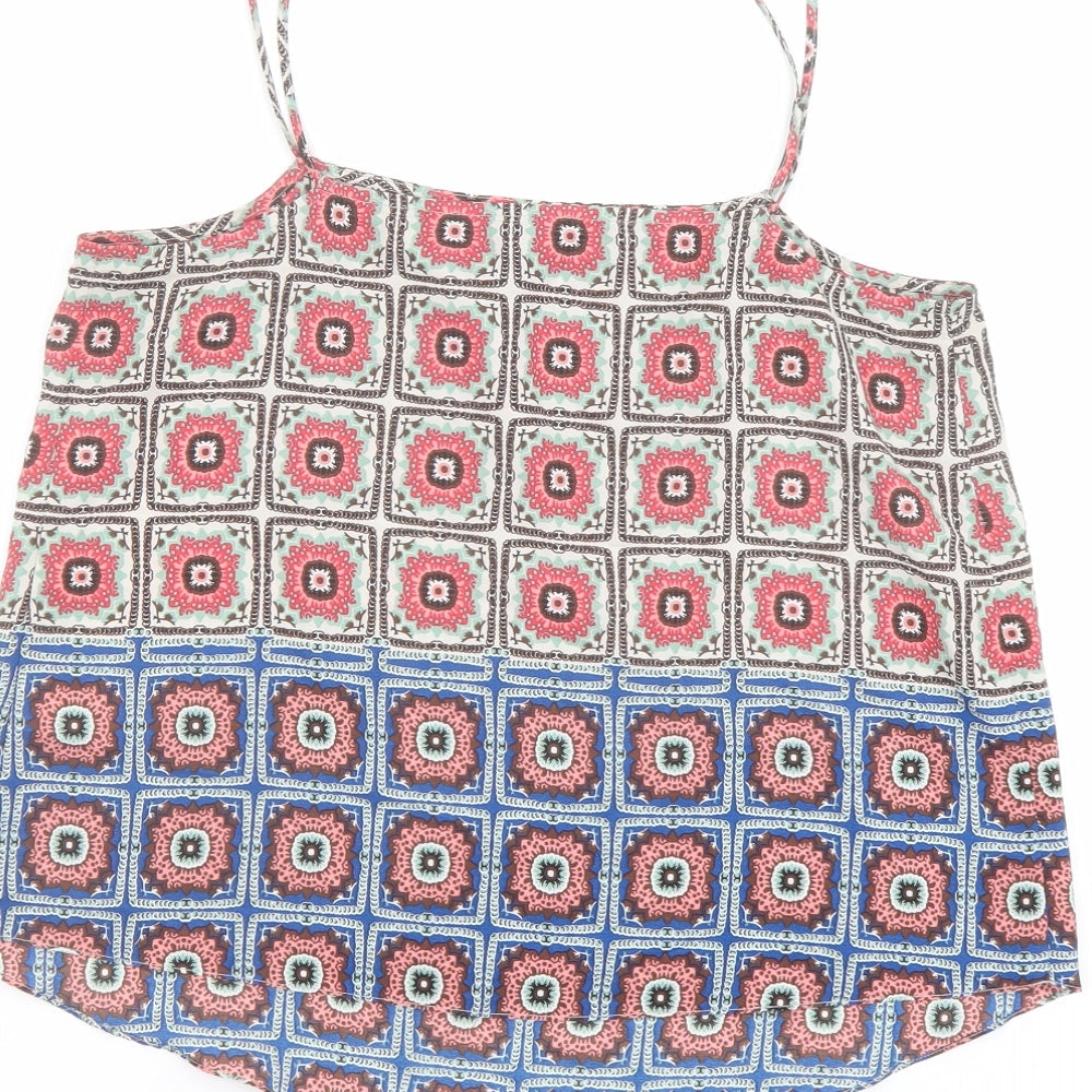 Topshop Womens Multicoloured Geometric Polyester Camisole Tank Size 10 Square Neck