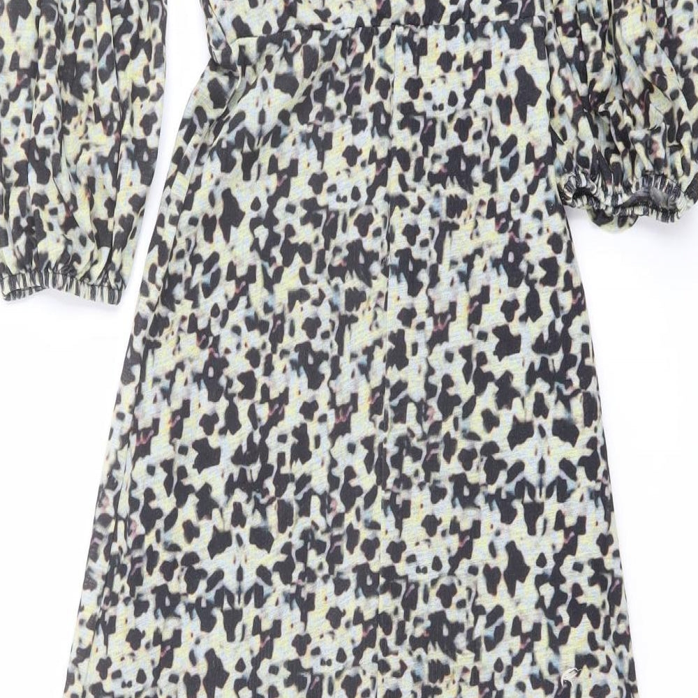 Topshop Womens Multicoloured Animal Print Polyester A-Line Size 8 Square Neck Pullover