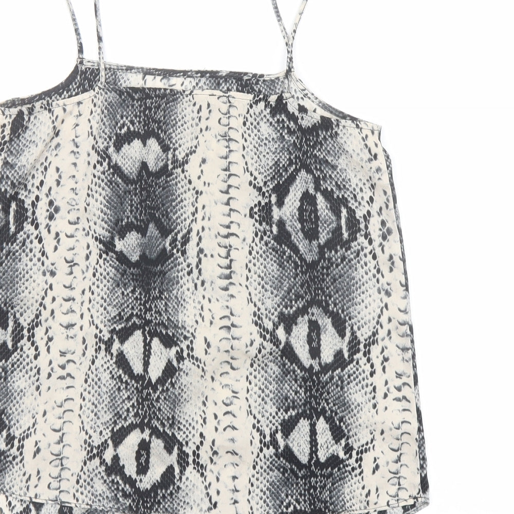 Topshop Womens Beige Animal Print Polyester Camisole Tank Size 8 Square Neck - Snakeskin Pattern