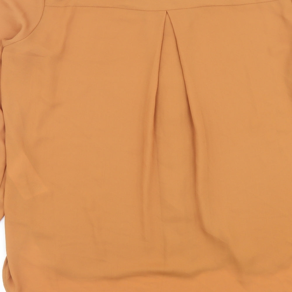 VILA Womens Brown Polyester Basic Button-Up Size L V-Neck