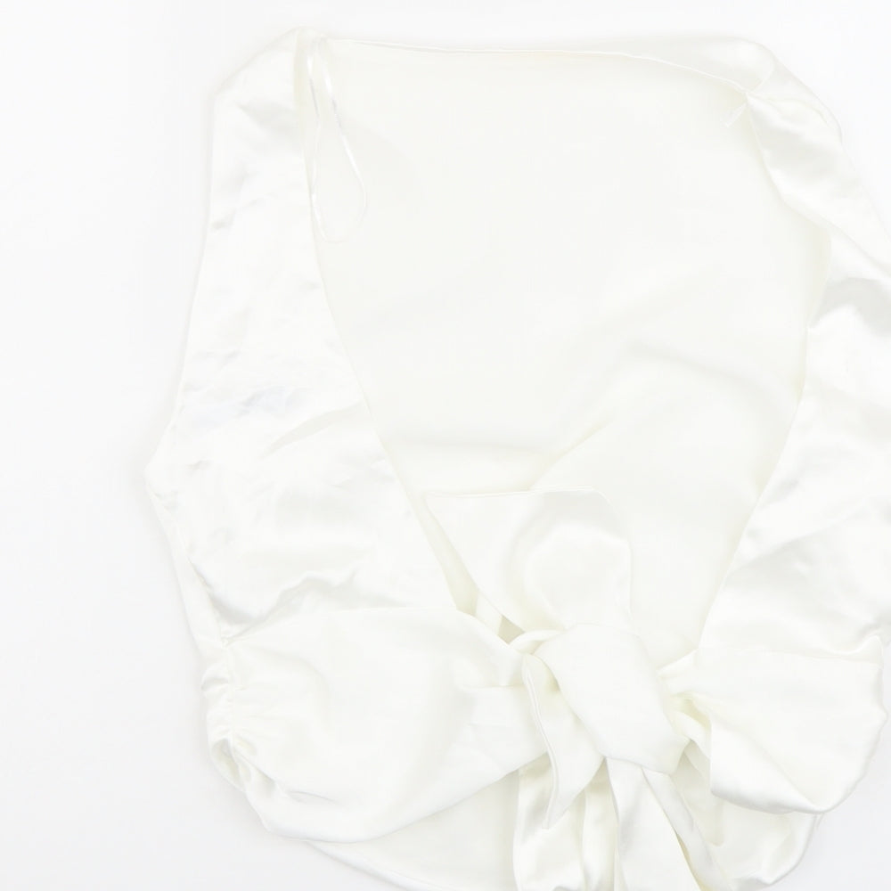 Zara Womens Ivory Polyester Cropped Tank Size L Square Neck