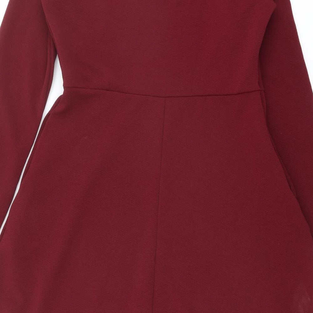 Audate Womens Red Polyester Shift Size L Round Neck Pullover