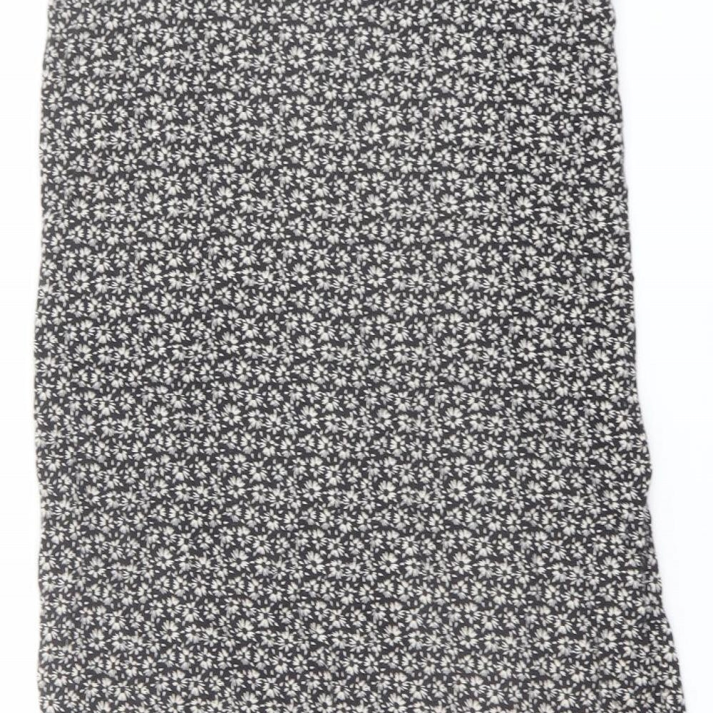 H&M Womens Beige Floral Viscose Tank Dress Size 8 Scoop Neck Pullover
