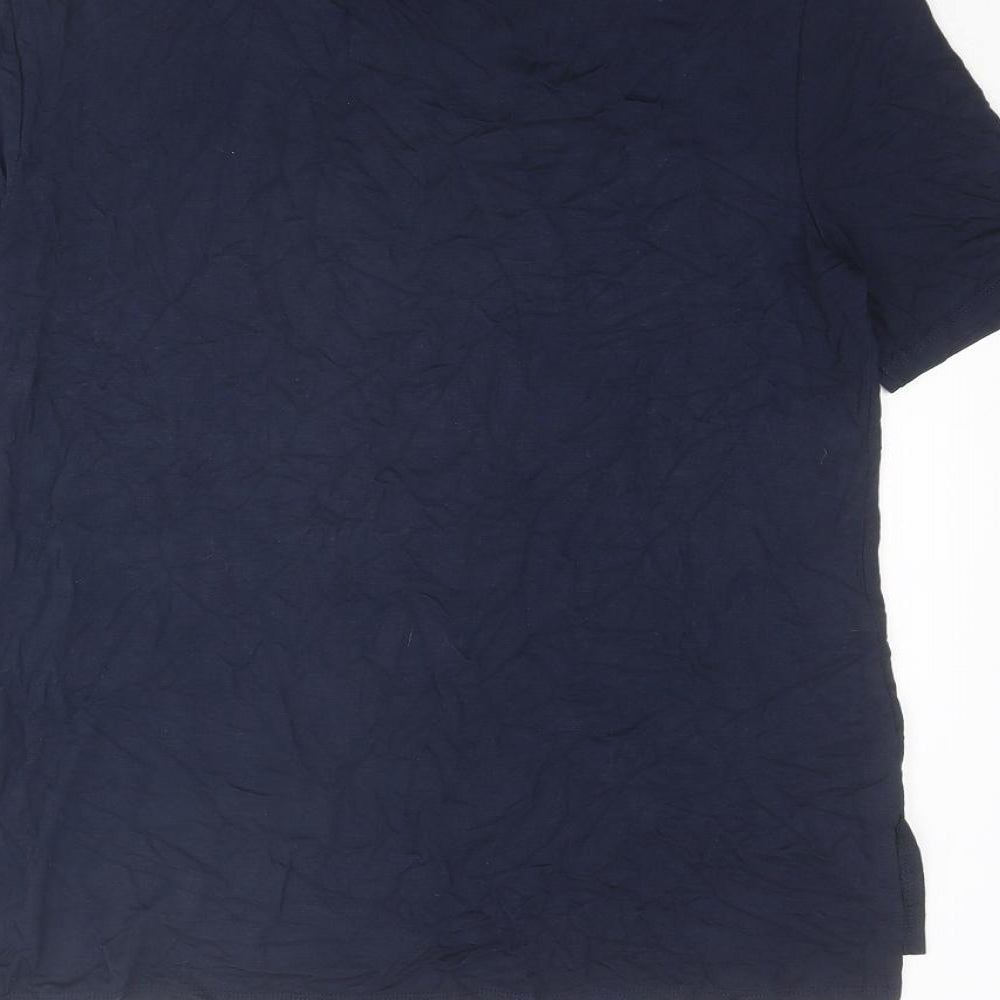Oasis Womens Blue Viscose Basic T-Shirt Size S Round Neck