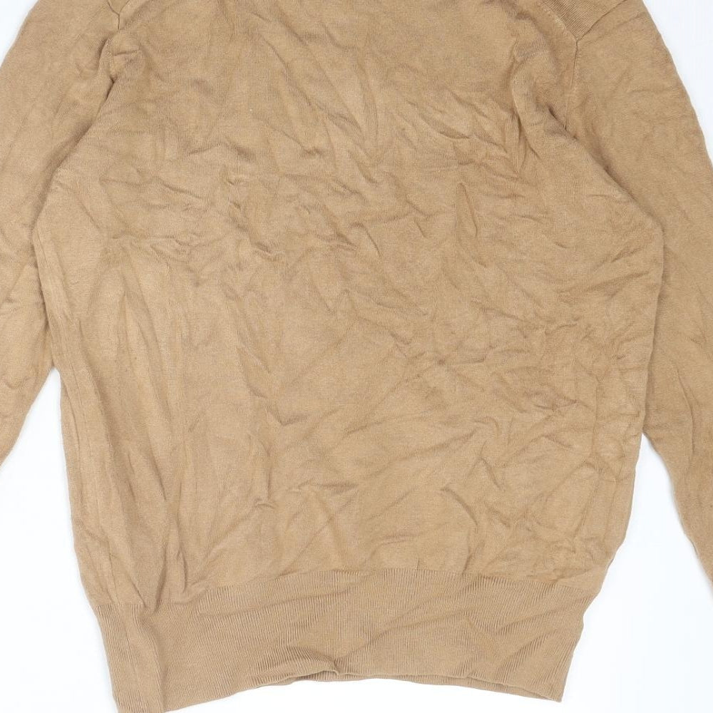 Zara Womens Beige Round Neck Viscose Pullover Jumper Size L