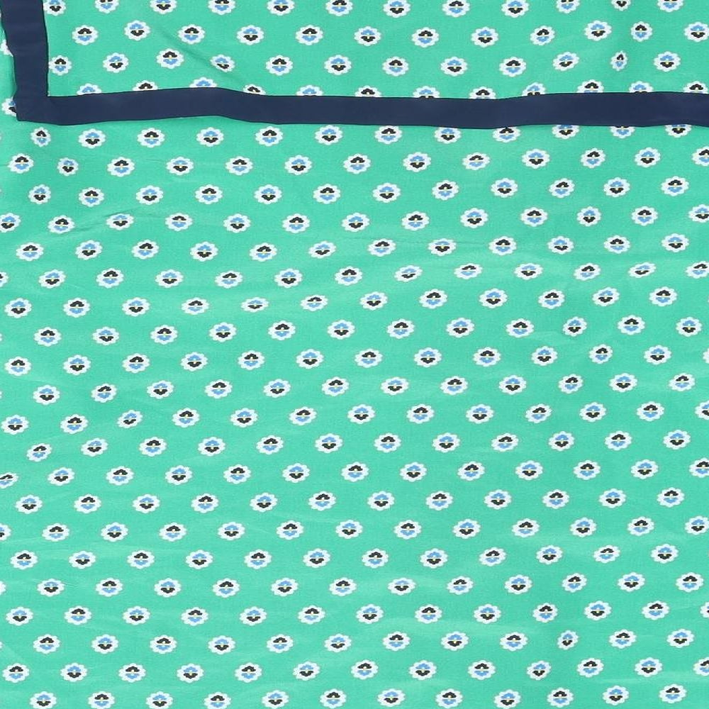 Country Casuals Womens Green Geometric Polyester Basic Button-Up Size 14 Collared