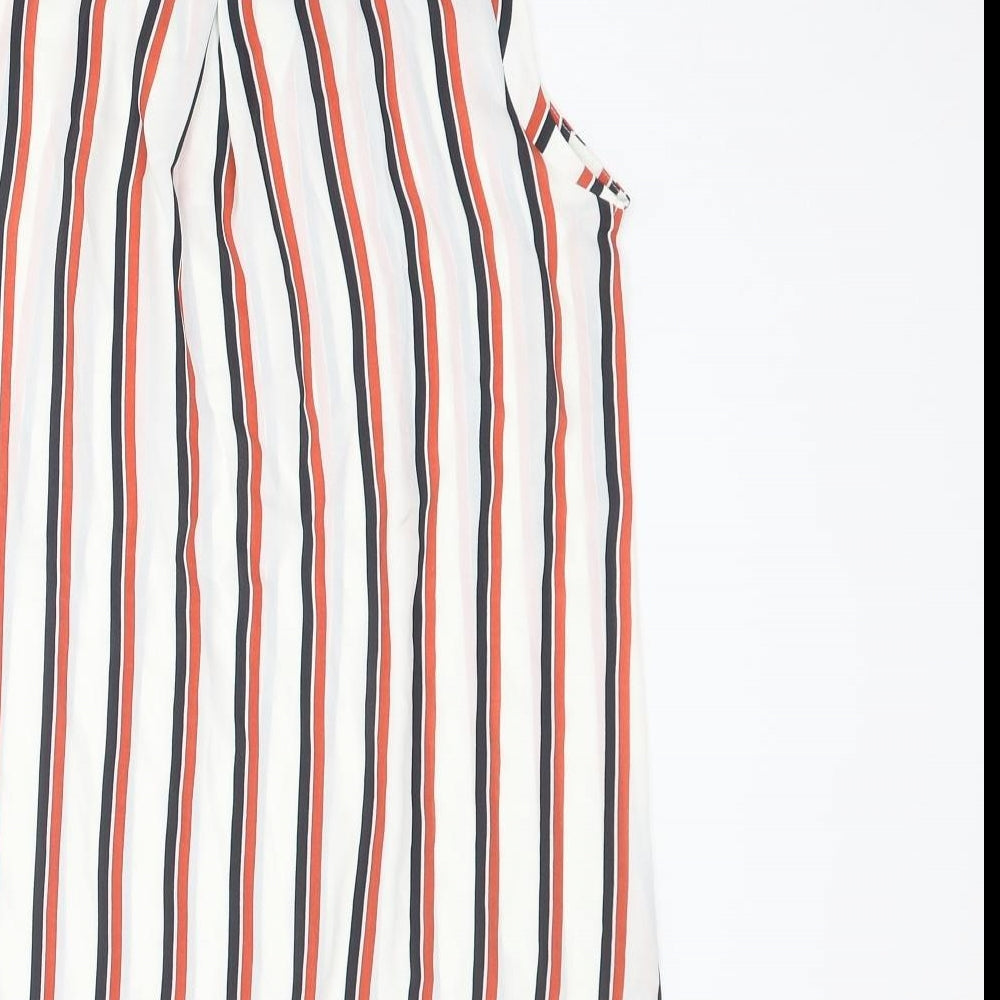 Marks & Spencer Womens Multicoloured Striped Polyester Basic Blouse Size 8 Round Neck