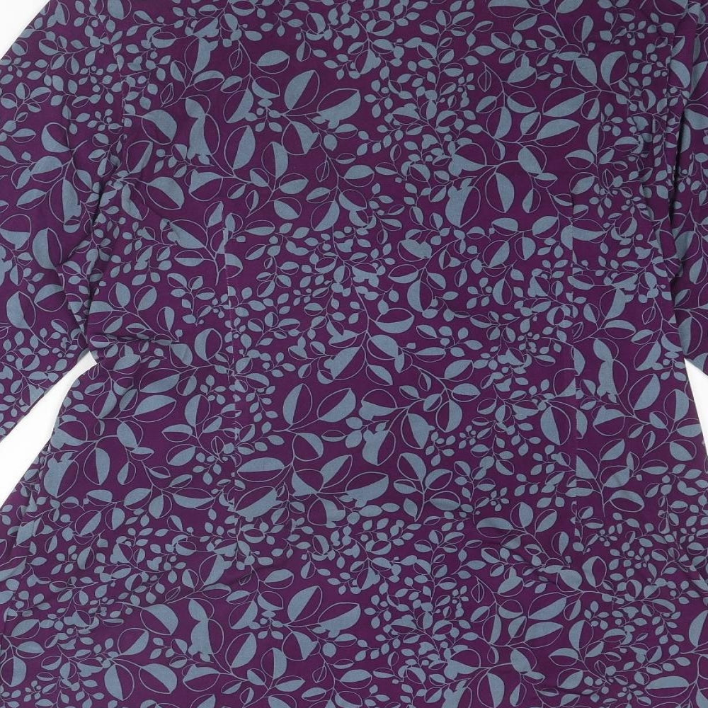 Wardrobe Womens Purple Floral Polyester Basic Blouse Size 16 V-Neck