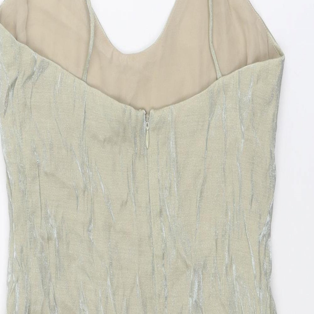 Goldie Womens Beige Polyester Mini Size M Scoop Neck Zip