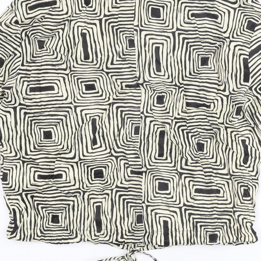 Zara Womens Ivory Geometric Polyester Basic Blouse Size S Collared