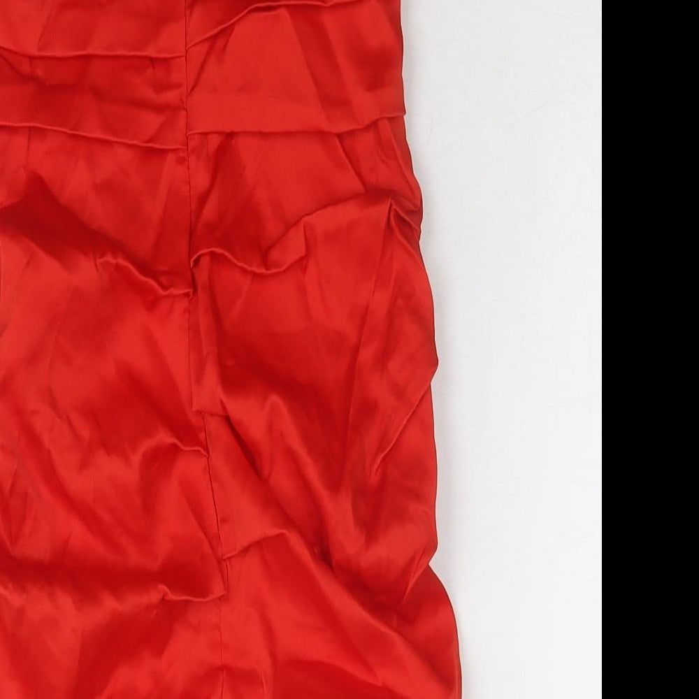 Zara Womens Red Polyester Bodycon Size XS Off the Shoulder Zip