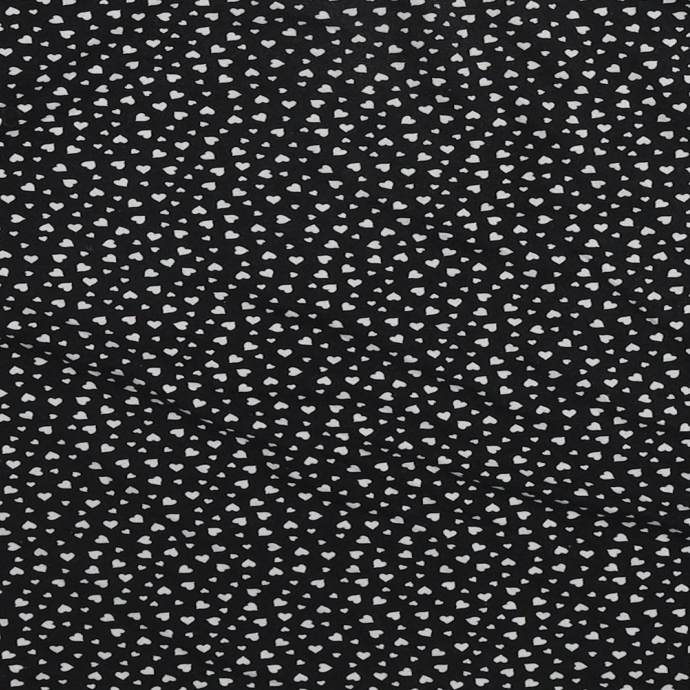 New Look Womens Black Geometric Polyester Basic Blouse Size M Round Neck - Heart Print