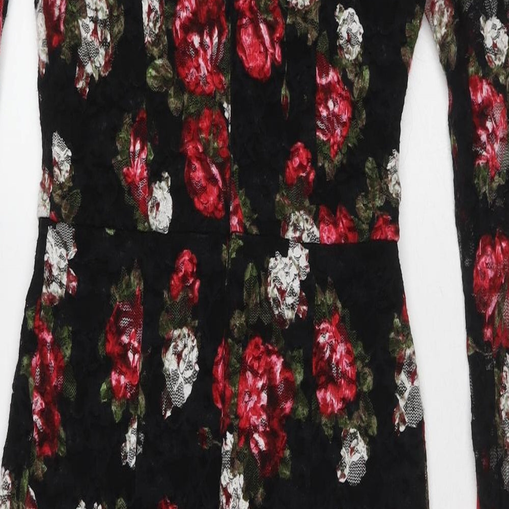 Marks & Spencer Womens Multicoloured Floral Polyester A-Line Size 6 Mock Neck Zip