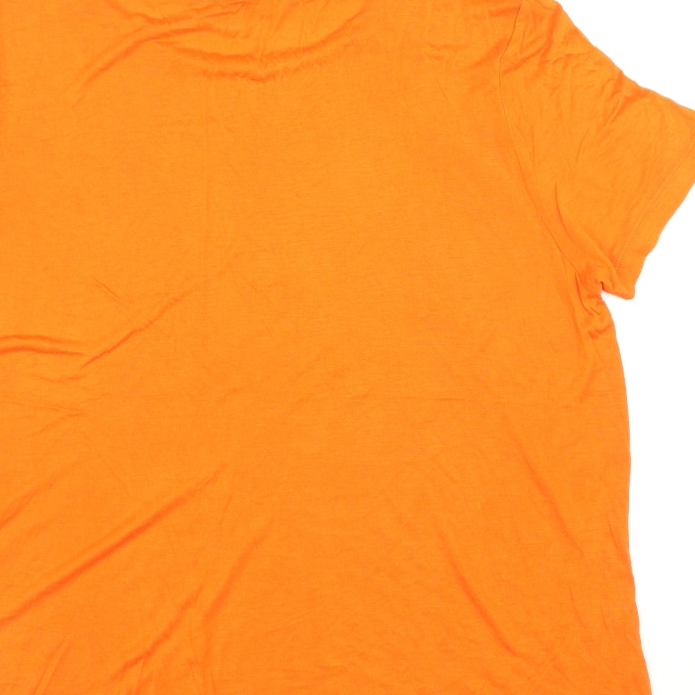 Warehouse Womens Orange Polyester Basic T-Shirt Size 16 Round Neck