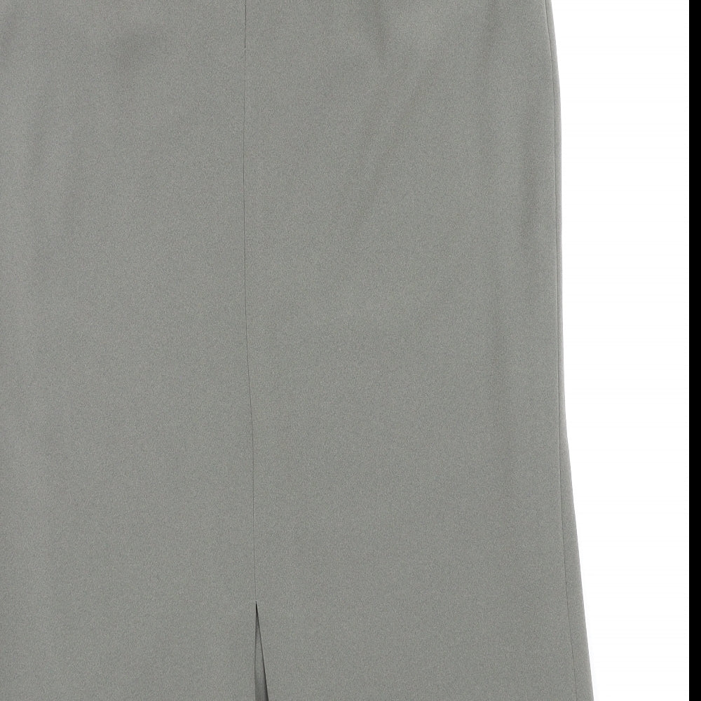 FRANK WALDER Womens Grey Acetate Straight & Pencil Skirt Size 14 Zip