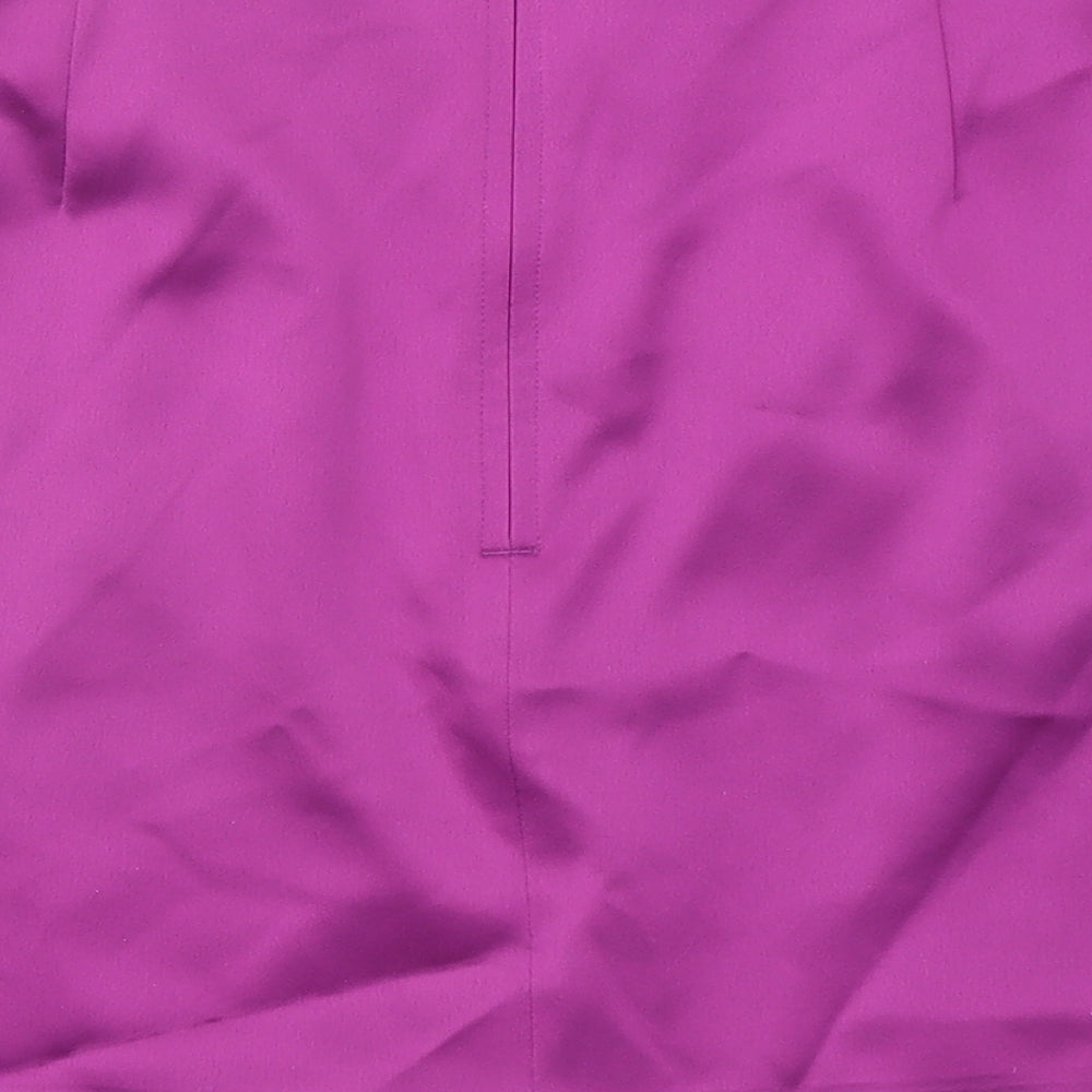 Marks & Spencer Womens Purple Polyester A-Line Skirt Size 12 Zip