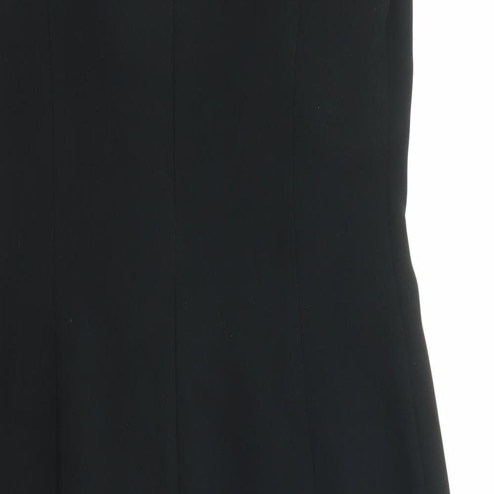 Marks & Spencer Womens Black Polyester Shift Size 8 Boat Neck Zip