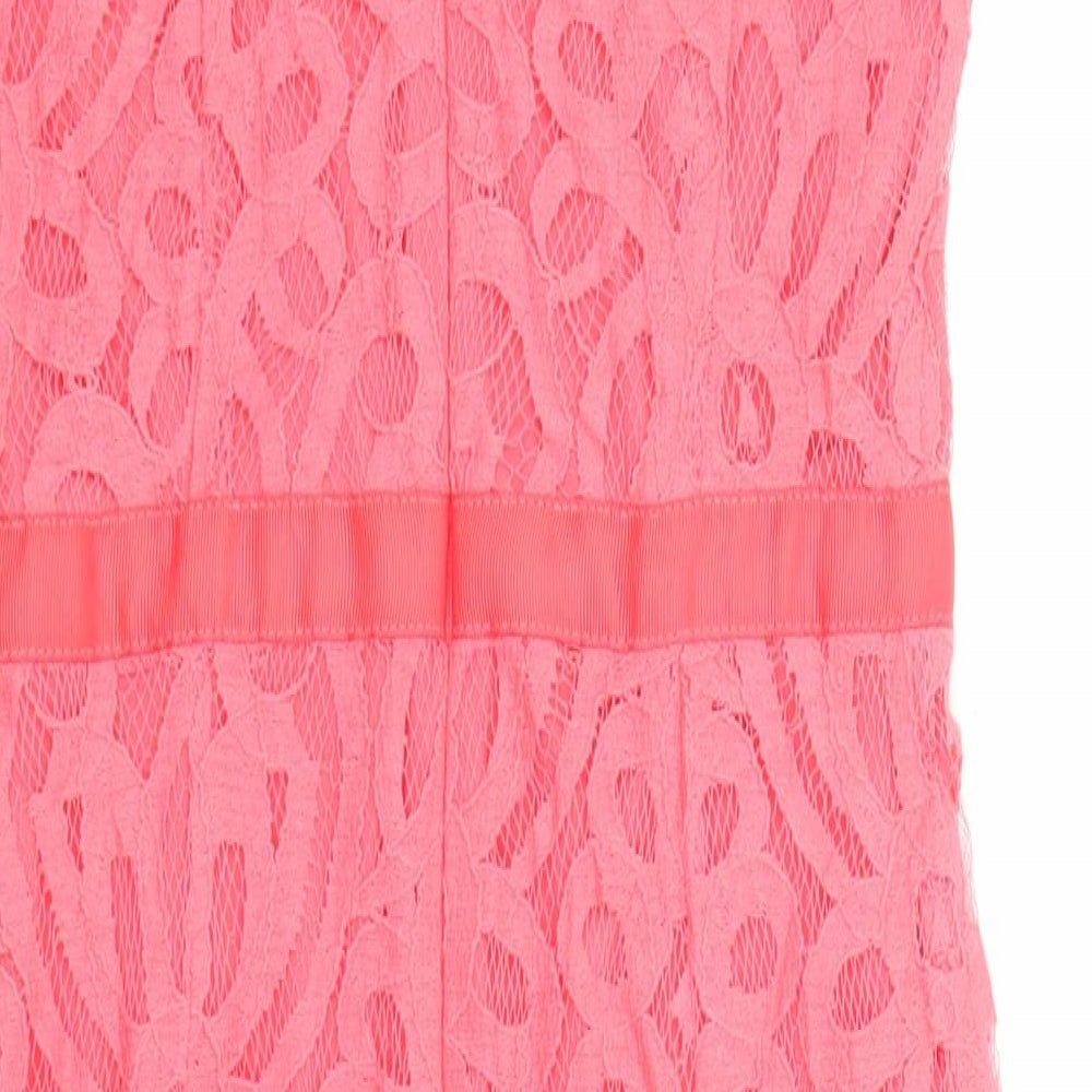 Principles Womens Pink Geometric Polyester Shift Size 6 Boat Neck Zip